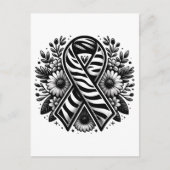 Zeldzame Ziekte Bewustzijnslint met Bloemen Briefkaart (Voorkant)