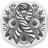 Zeldzame Ziekte Bewustzijnslint met Bloemen Sticker (Voorkant)