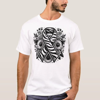 Zeldzame Ziekte Bewustzijnslint met Bloemen T-shirt