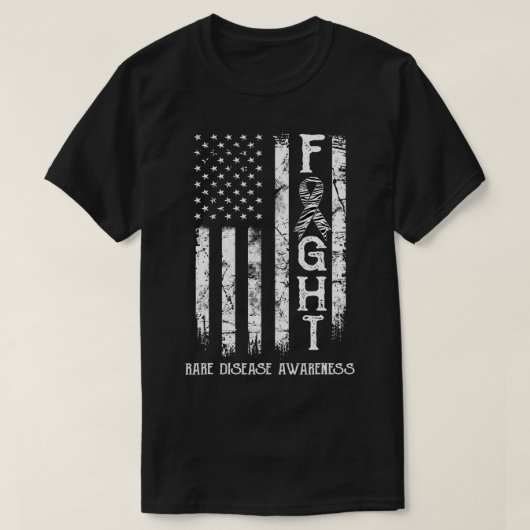 Zeldzame Ziekte Warrior US Vlag T-shirt (Design voorkant)