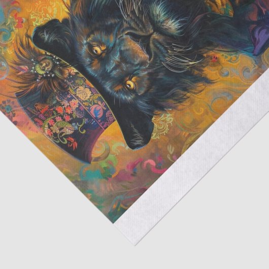 Zeldzame Zwarte Leeuw1 Tissuepapier (Detail)