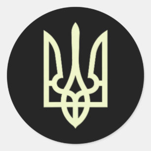 Zelensky-handtekening groen met Oekraïens wapen Ronde Sticker