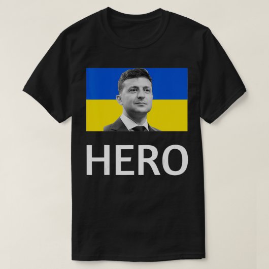 Zelensky Hero, Oekraïense vlag, President Volodymy T-shirt (Design voorkant)