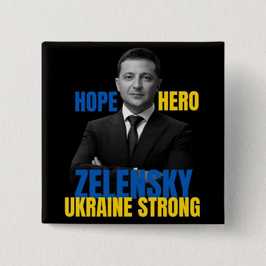 Zelensky Hope Hero Ukraine Sterke Vierkante Button 5,1 Cm (Voorkant)