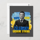 Zelensky Hope Hero Ukraine Strong  Briefkaart (Voorkant / Achterkant)