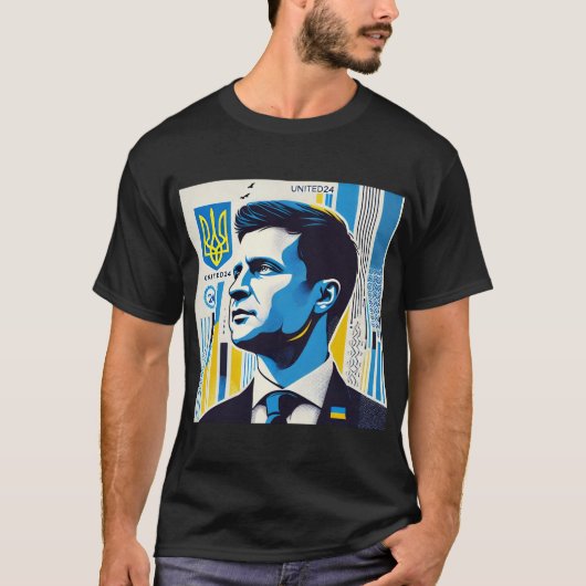 Zelensky Oekraïne sterk leiderschap T-shirt (Voorkant)