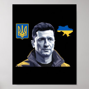 Zelensky Oekraine Vintage Oekraïense Vlag Steun Oe Poster