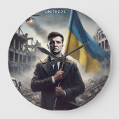Zelensky Oekraïne Vlag Muur klok (Voorkant)