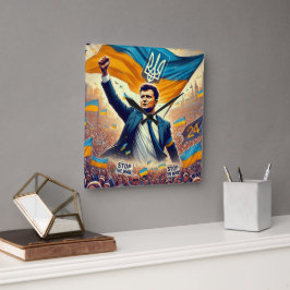 Zelensky-steun voor Oekraïne Vierkante Klok