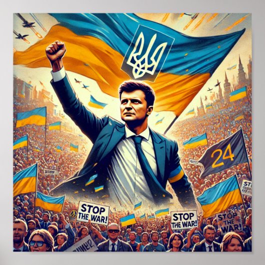 Zelensky Stop War Rally Poster (Voorkant)