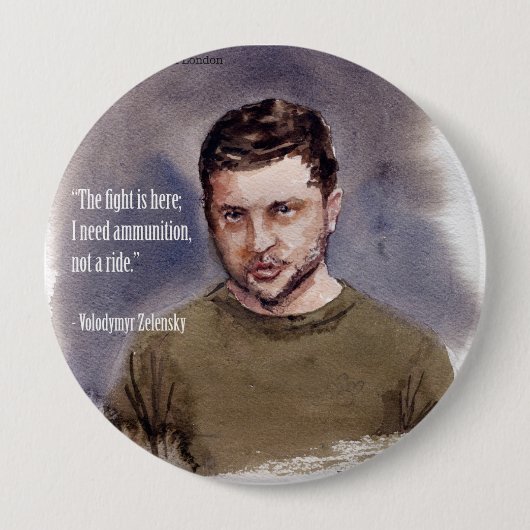 Zelensky, Volodymir Knop Ronde Button 4,0 Cm (Voorkant)