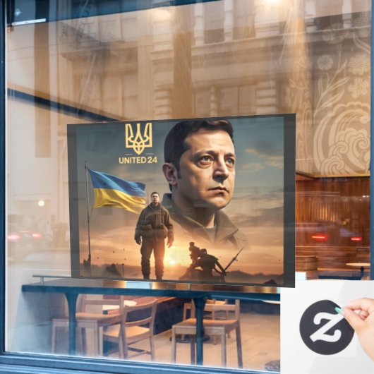 Zelenskyy Oekraïens President Window Cling Decal (Cafe Raam)