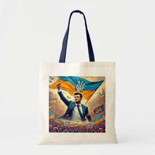 Zelenskyy Oekraïne Support United24 Tote Bag (Voorkant)