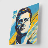 Zelenskyy Pop Art Wall Clock Vierkante Klok (Hoek)