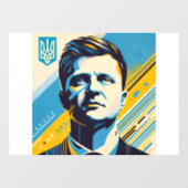 Zelenskyy UNITED24 Oekraïne Window Cling Portret Raamsticker (Vel)