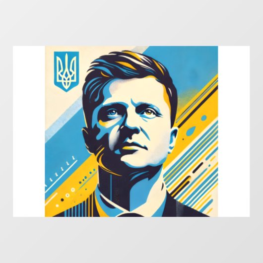 Zelenskyy UNITED24 Oekraïne Window Cling Portret Raamsticker (Vel)