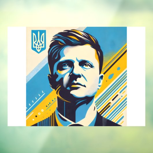 Zelenskyy UNITED24 Oekraïne Window Cling Portret Raamsticker (Vel 3)