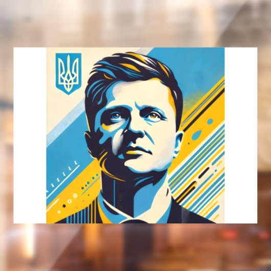 Zelenskyy UNITED24 Oekraïne Window Cling Portret Raamsticker (Vel 2)