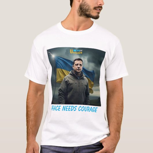 Zelenskyy Vlag Oekraïne United24 Sterkte T-shirt (Voorkant)