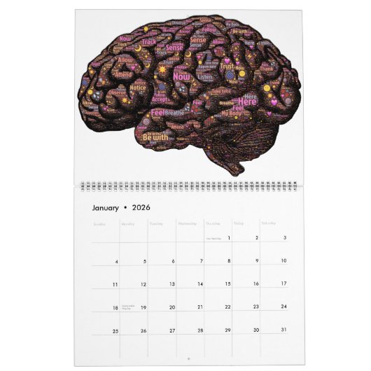 Zelf-Bevrijdingskalender Word & Emoji-Art Wall Kalender (Jan 2026)