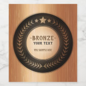 ZELF DRUKKEN DOE-HET-ZELF-MEDAILLE Bronzen Kampioe Wijn Etiket (Enkel label)