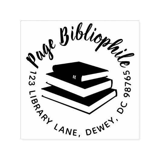 Zelf Inkt Ronde Retour Adres Stempel Boek Lover (Design)