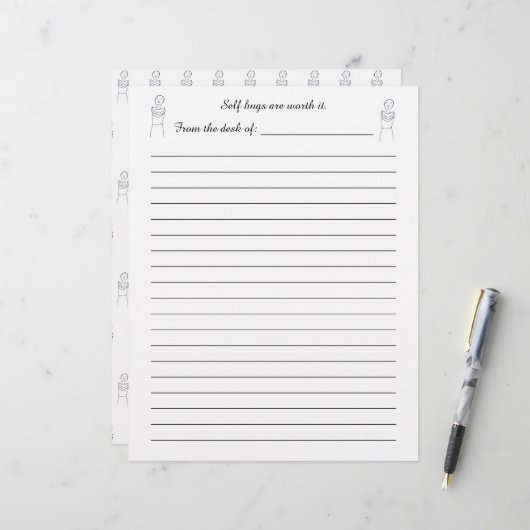 Zelf knuffels zijn het waard, persoonlijk briefpap briefhoofd (Voorkant / Achterkant in situ)