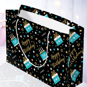 Zelf leeftijd verjaardag cadeautas modern teal zwa