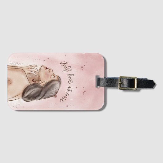 Zelf Liefde Bagagelabel | Meisje in Roze (Voorkant (horizontaal))