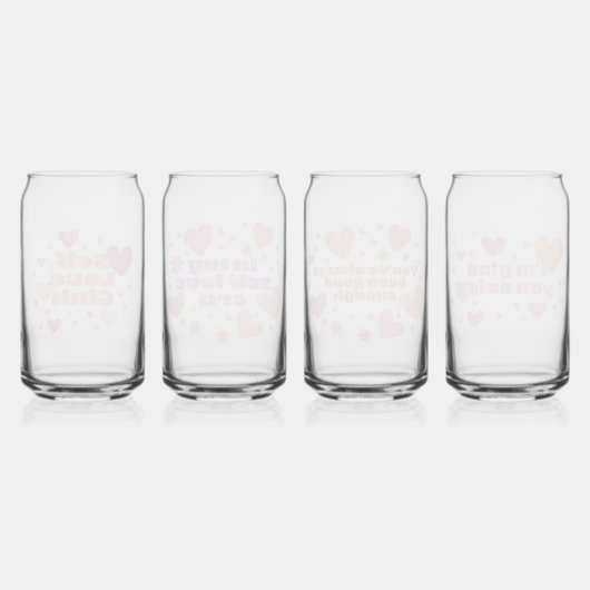 Zelf Liefde Glazen Blikken Set van 4 (Achterkant)