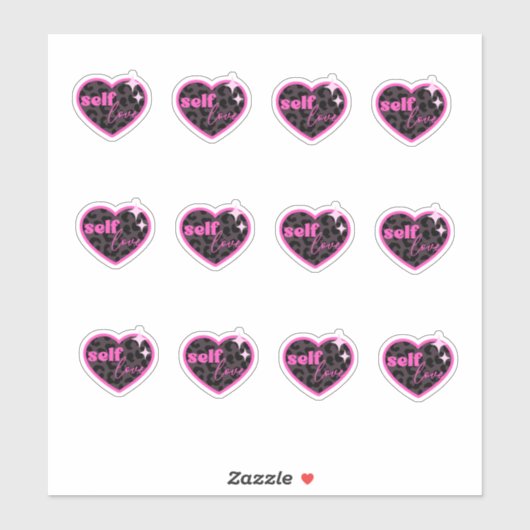 Zelf liefde hart, luipaard print sticker (Vel)