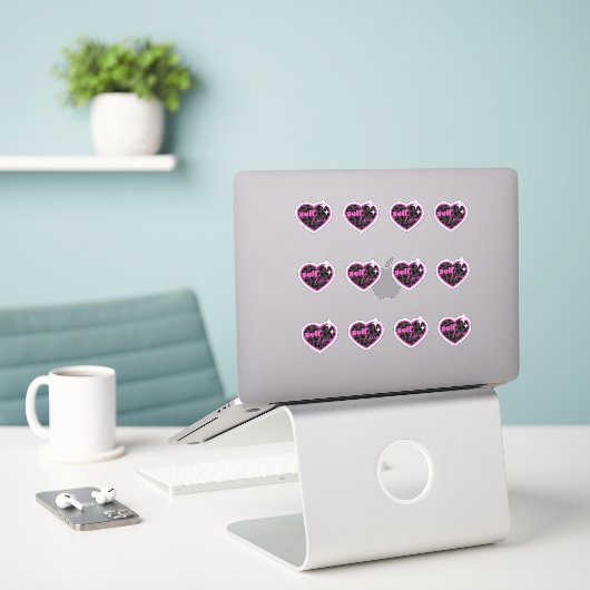 Zelf liefde hart, luipaard print sticker (Laptop op bureau)