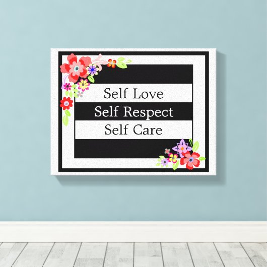 "Zelf Liefde" Prachtig Bloemen Canvas. Canvas Afdruk (Insitu (Houten vloer))