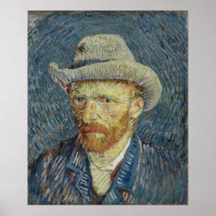 Zelf-portret met grijs Pet van Gogh Poster