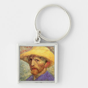 Zelf-portret met Straw Hat Van Gogh Fine Art. Sleutelhanger