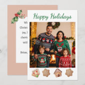 Zelf te maken kerstkaart met foto van het gezin en (Voorkant / Achterkant)