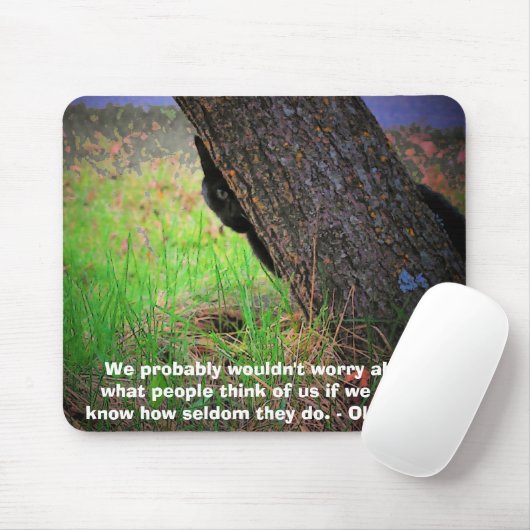 Zelfbewuste kat meme w / Olin Miller quote Muismat (Met muis)