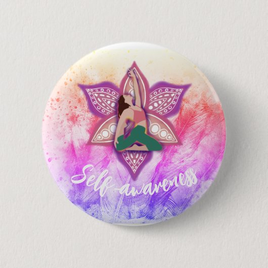 Zelfbewustzijn Verwarmende Yoga-Button Ronde Button 5,7 Cm (Voorkant)