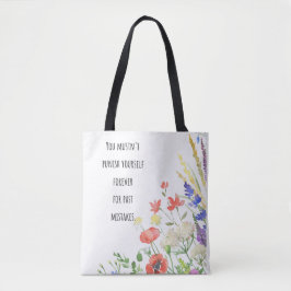 Zelfcompassie Bloemen Quote Tote Bag