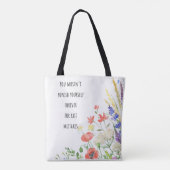 Zelfcompassie Bloemen Quote Tote Bag (Achterkant)