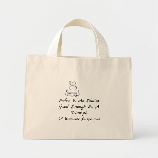 Zelfcompassie Quote Winnicott Zelfliefde Mini Tote Bag (Voorkant)