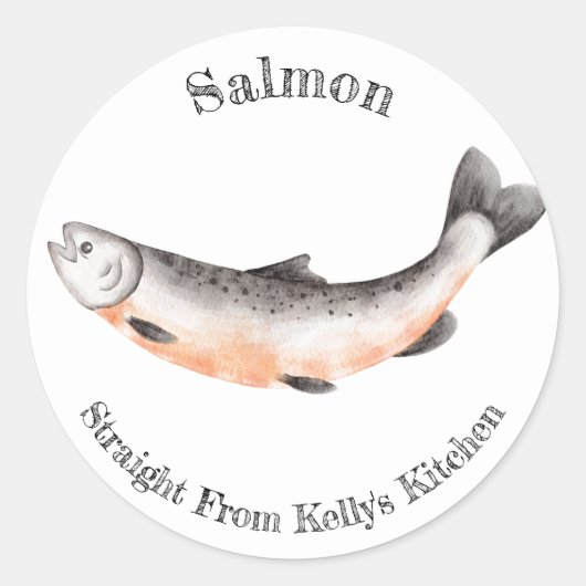 Zelfconserveringsbedrijf Zalm Voedsetlabel Ronde Sticker (Voorkant)