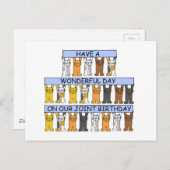 Zelfde dag gezamenlijke geboorte Cartoon katten Briefkaart (Voorkant / Achterkant)