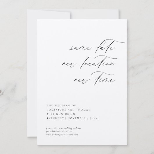 Zelfde datum nieuwe locatie nieuwe tijd Wijziging  Kaart (Voorkant)