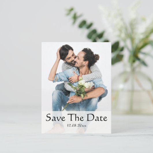 Zelfde genderfoto van homo's Op datum opslaan Briefkaart (Staand voorkant)