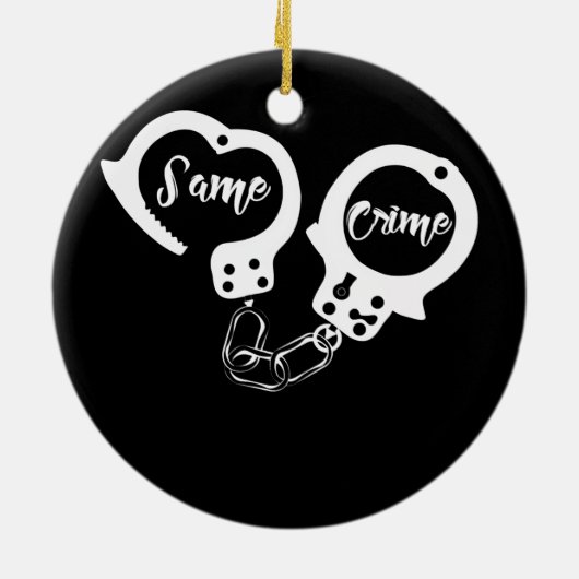 Zelfde handboeien voor criminaliteit en handige ha keramisch ornament (Achterkant)