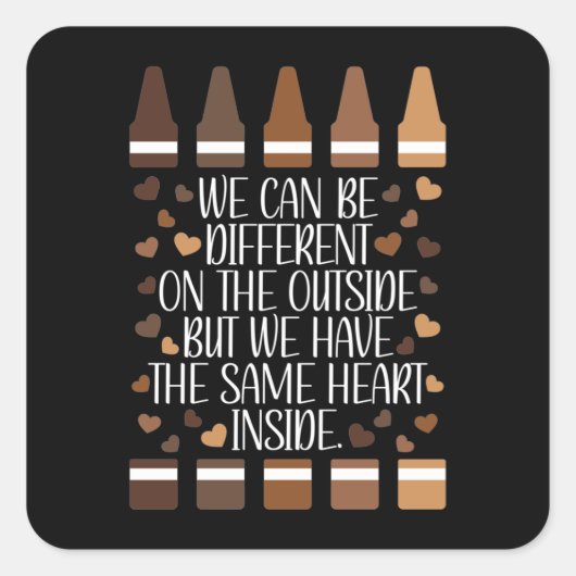 Zelfde hart in zwarte geschiedenis Maand leraar Vierkante Sticker (Voorkant)