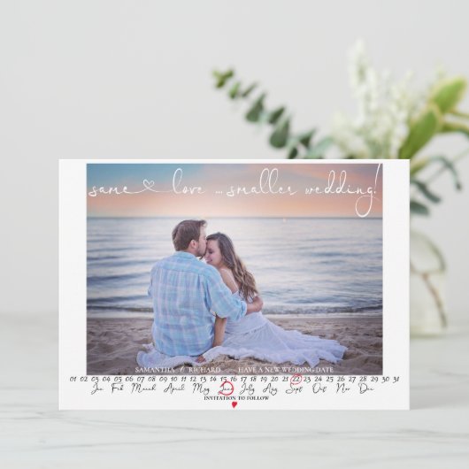 Zelfde liefde Bespaar de Datum Kalender van de Fot Save The Date (Staand voorkant)