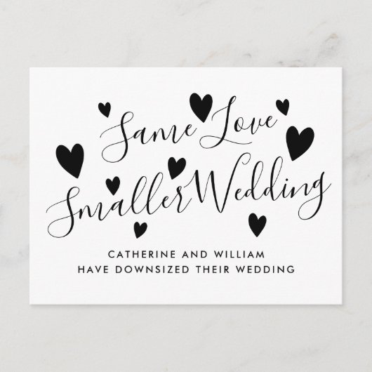 Zelfde Liefde Kleine Micro Bruiloft Downsizen Vera Aankondigingskaart (Voorkant)
