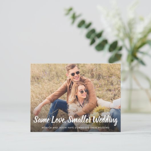 Zelfde Liefde Kleinere Aangepaste Trouwfoto Aankondigingskaart (Staand voorkant)
